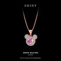 Diamond-Accented Sterling Silver Mickey Mouse Pendant Necklace in Cute Fashionable Light Luxury Sweet Style-0-4
