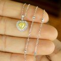 wholesale S925 Sterling Silver Red Elk Allover Yellow Diamond Heart Pendant High-End Sensation Love Necklace for Women Luxurious Full Diamond Collarbone Chain-0-1