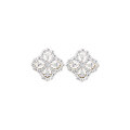 wholesale 925 Sterling Silver Full Diamond Four-Leaf Clover Ear Studs Women, Light Luxury Advanced Sense Niche Design Floral Earrings-0-4