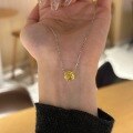 wholesale S925 Sterling Silver Pillow Cut Money Attracting Yellow Diamond Ring Necklace, Full Body High Carbon Diamond, Rich Heiress Diamond Ring Collarbone Chain-0-6