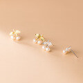 wholesale S925 silver earrings for women, Korean-style minimalist small pearl cherry cute sweet elegant earrings G8592-0-3