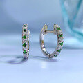 wholesale S925 Silver White Green Blue Diamond European and American Ear Clips, Cross-Border Ins Style Earrings, New Collection by Mu Jing Jewelry-0-1