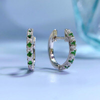 wholesale S925 Silver White Green Blue Diamond European and American Ear Clips, Cross-Border Ins Style Earrings, New Collection by Mu Jing Jewelry-E223 Green Diamond 925 Silver