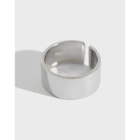 wholesale 925 Sterling Silver Korean Style 9mm Wide Plain Brushed Minimalist Versatile Ring Band-Brushed Silver Opening No. 13