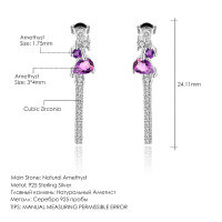 wholesale 925 silver inlaid gemstone earrings with a sense of design, luxury, and sophistication, featuring natural amethyst – Flourish Collection-Natural garnet earrings
