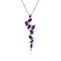 wholesale S925 silver designer-style high-end long gemstone pendant with a French romantic flair, featuring natural amethyst necklace pendant-0-0