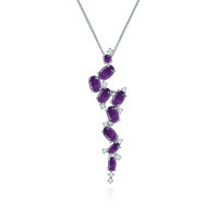 wholesale S925 silver designer-style high-end long gemstone pendant with a French romantic flair, featuring natural amethyst necklace pendant-Natural amethyst pendant (with silver chain)