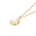 wholesale Gold-plated 925 Sterling Silver Japanese-style Light Luxury White Shell Crystal Pendant Women's Minimalist Versatile Necklace Drop Shipping-0-4