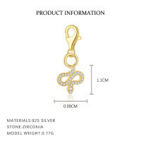 wholesale S925 Sterling Silver Retro European Minimalist Bracelet for Women with Luxury Zircon Heart Pendant-F6220-Golden Single Pendant 925 Silver