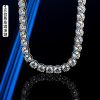 925 Silver 10mm 4ct Moissanite Full Diamond Necklace Minimalist Cross-border-10mm 4 carats 16 inches