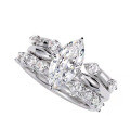 Sterling Silver Ins Minimalist Moissanite Three-in-One Marquess Cluster Ring 2 Carats-0-3