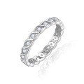 18k Gold Plated 925 Silver Cross Wave Stackable Ring with Moissanite-0-3