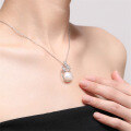 wholesale Pure silver freshwater pearl necklace for women, versatile, unique design, vintage-inspired, lightweight luxury collarbone chain jewelry gift for girlfriend-0-3