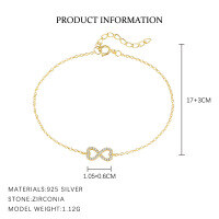 wholesale S925 Sterling Silver Geometric Teardrop Bracelet For Women With Zircon-L882-Gold 925 Silver