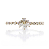 wholesale S925 silver plated with 14K gold, Japanese retro style niche luxury zircon ring-White Zirconium Ring Size 5