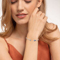 Sterling Silver Bezel-Set Round Zircon Hamsa Open Bangle-0-2