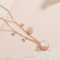 wholesale S925 Sterling Silver Plated with 18k Rose Gold 2ct Natural Gemstone Moonstone Necklace with Unique Design-0-3