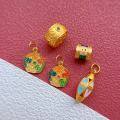 wholesale S925 ancient silver gold-plated fittings, enamel Prajna five-color wealth deity pendant, tiliu lucky bead, spacer bead, barrel bead for DIY-0-1