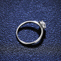 Silver Moissanite Ring Round Halo Diamond Tail-0-0