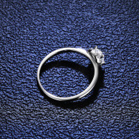 Silver Moissanite Ring Round Halo Diamond Tail-50 points (D color moissanite)  Size 19