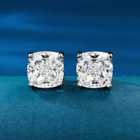 wholesale Metal: S925 Silver Zhuozhifang Jewelry New Square Stud Earrings 7*7 Simple Chunky Ear Studs-E056 Cushion-shaped earrings 925 silver