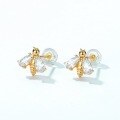 wholesale S925 Sterling Silver Japanese Korean Small Fresh Cute Little Bee Stud Earrings with Zircon for Women, Versatile Earrings for Wholesale-0-4