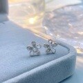 wholesale S925 Sterling Silver Zircon Moon Flower Ear Studs, Fashionable Minimalist Sweet Temperament Advanced Niche Design Versatile Earrings-0-3