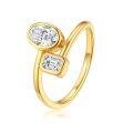 wholesale 18K Gold Classic Double Diamond Twin Gold Ring, Advanced Design Engagement Lab-Grown Diamond Ring, Versatile-0-1
