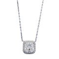 wholesale S925 Silver Inlaid with High-Carbon Diamond 7*7 Crushed Ice Cut Necklace Pendant Set, European and American New Style, for Women-0-4