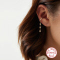 wholesale S925 Sterling Silver Single Row Diamond-Encrusted Tassel Ear Clips, Korean Style-0-1