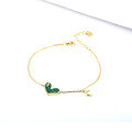 wholesale 925 Sterling Silver Inlaid with Heart-Shaped Malachite Simple and Versatile Silver Bracelet for Women, Small Wholesale, Bfirst Autumn New Collection-0-1