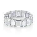 wholesale 18k Gold Plated Sterling Silver, 4*6mm Emerald Cut Moissanite Full Eternity Band Ring-0-0