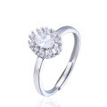 wholesale S925 silver ring women Korean style minimalist flower zircon open adjustable ring jewelry accessories wholesale-0-4