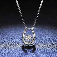 S925 Sterling Silver Moissanite Pendant Necklace for Women-50% Zircon Chain  925 Silver