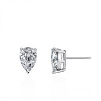 Sterling Silver Four-Prong Earrings with Square Baguette Moissanite-Single 2-carat diamond (set with D-color moissanite)  925 silver
