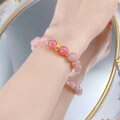 wholesale S925 Silver Zhuo Zhifan Edition 90mm Entirely Transparent Sakura Pink Crystal Bracelet Sweet Girly Heart Hand Chain-0-3