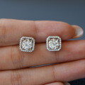 S925 Silver Luxury Square Moissanite Stud Earrings Wholesale Factory-0-2