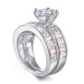 wholesale 925 Sterling Silver European and American Couple Ring Set with Heart Zircon, Wish Wholesale Foreign Trade Best-Selling Matching Rings-0-4