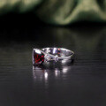wholesale S925 sterling silver inlaid with natural topaz and garnet gemstone triangle ring couple's matching bands-0-0