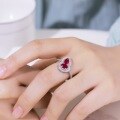 wholesale S925 Silver Plated Cross-Border Exclusive Specially Supplied Gourd Cultivated Ruby Ring for Women, Cultivated Colored Gemstone Index Finger Ring, European and American Fashion Ring-0-4