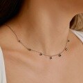 wholesale S925 Sterling Silver Light Luxury Series Women's Round Zircon Starry Sky Design Small Ins Style Choker Necklace-0-2