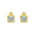 wholesale 14k Gold Plated S925 Silver Minimalist Square Aquamarine Zirconium Stud Earrings, Japanese Style NOJ* Inspired-0-4