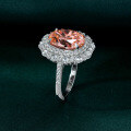 wholesale S925 Silver Poetry Jewelry Sunset Orange Pink 10ct Oval 10*13 High Carbon Diamond Ring Women New Collection-0-2
