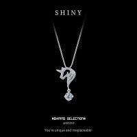 925 Silver Unicorn Moissanite Necklace Women's Korean Light Luxury Fashion Ins Trendy Cross-border Choker-S925 Sterling Silver + 50 Point Moissanite MS-2700B 925 Silver