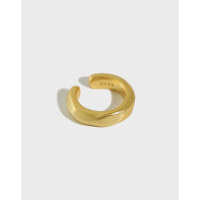 wholesale S925 Sterling Silver Korean-style Ins Irregular Concave-Convex Ear Clips for Women Without Piercings, Student Versatile Silver Earrings-Brushed 18K gold [single]>925 silver