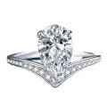 wholesale S925 Sterling Silver 2-Carat Pear-Shaped Crown Moissanite Women's Ring-0-5