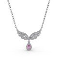 wholesale S925 Sterling Silver Cross-Border Live Streaming Women's Necklace, Unique Design Small Angel Wing Full Diamond Pearl Inlaid Collarbone Chain-0-12