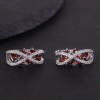 wholesale S925 Silver Light Luxury and Precious Natural Garnet Earrings with Green Chrysoprase, Topaz, and Peridot Gemstones-Natural chalcedony earrings