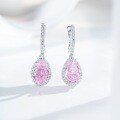 S925 Sterling Silver Teardrop High Carbon Diamond Earrings with Radiant Cut Icy Floral Design-0-1