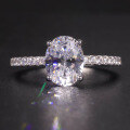 wholesale 925 Sterling Silver Icy Sparkle Cut High Carbon Diamond 7*9mm Ring Live Stream Ins Style Simple Four-Prong Engagement Ring-0-0
